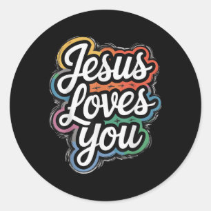 Sticker Rond Jésus t'aime - Foi chrétienne & Messa d'amour