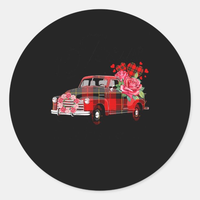 Sticker Rond Jesus Take The Wheel Red Truck Christmas God Belie (Devant)