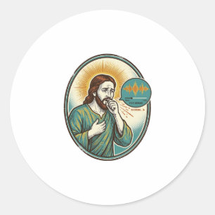 Sticker Rond Jésus tousse au milieu d'un message audio vocal Te