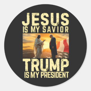 Sticker Rond Jésus Trump - Jésus est mon Seigneur Sauveur