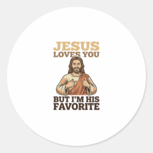 Sticker Rond Jésus Vous Aime Drôle Vintage Croyance Chemise Des