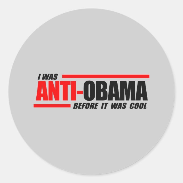Sticker Rond J'étais anti-Obama avant d'être cool (Devant)