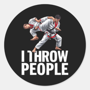 Sticker Rond Jeter des gens arts martiaux karaté yudo drôle Jiu