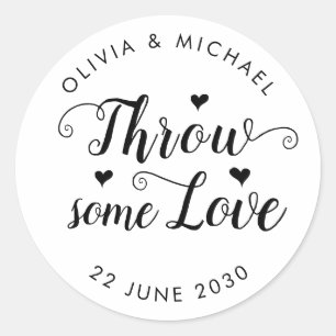 Sticker Rond Jeter Un Peu D'Amour Confetti Mariage Favor Script