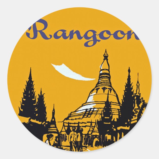 Sticker Rond Jetez votre chemin vers Rangoon (Devant)