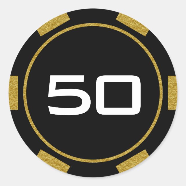 Sticker Rond Jeton de poker en or noir Numéro d'anniversaire de (Devant)