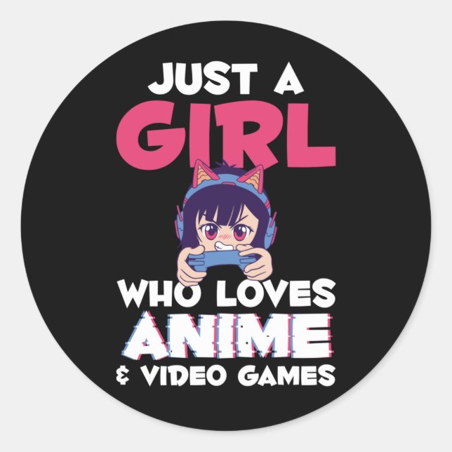 Sticker Rond Jeu Anime Japonaise fille Manga Otaku Enfants (Devant)