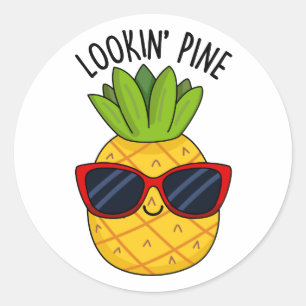 Sticker Rond Jeu d'ananas drôle de pin à regarder
