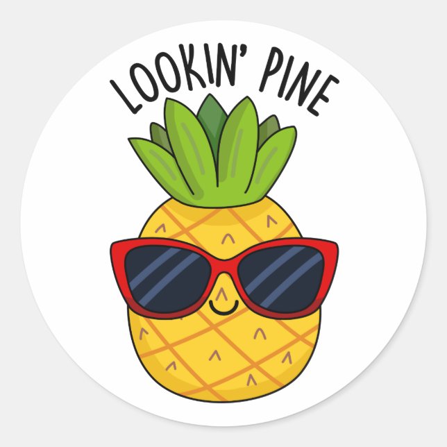 Sticker Rond Jeu d'ananas drôle de pin à regarder (Devant)