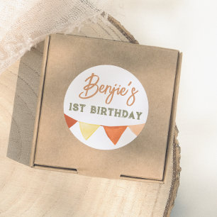 Sticker Rond Jeu d'Anniversaire de Boho dessiné à la main