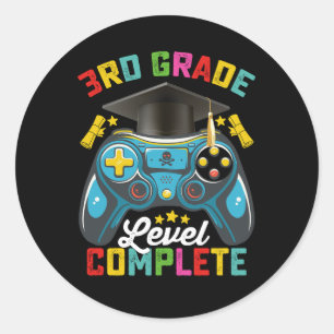 Sticker Rond Jeu de 3e année de niveau complet Gamer