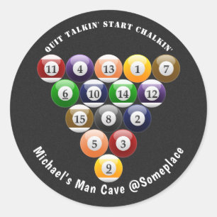 Sticker Rond Jeu de billard à huit balles en rack à 8 balles