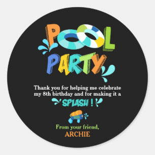 Sticker Rond Jeu de billard Jour d'anniversaire Merci préféré