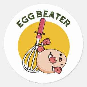 Sticker Rond Jeu de boxe amusant de beatère d'oeufs