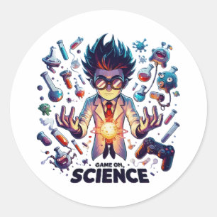 Sticker Rond Jeu de concoction chimique, thème scientifique