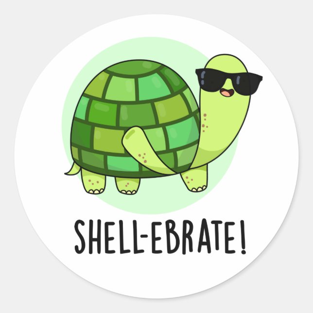 Sticker Rond Jeu de coquille amusant Tortoise Animal Pun (Devant)