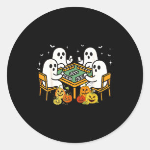Sticker Rond Jeu de costume drôle de mahjong fantôme Halloween 