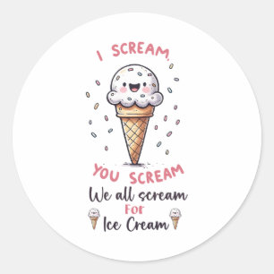 Sticker Rond Jeu de crème glacée mignonne