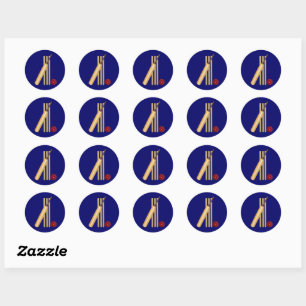 Sticker Rond Jeu de cricket, batte et balle,