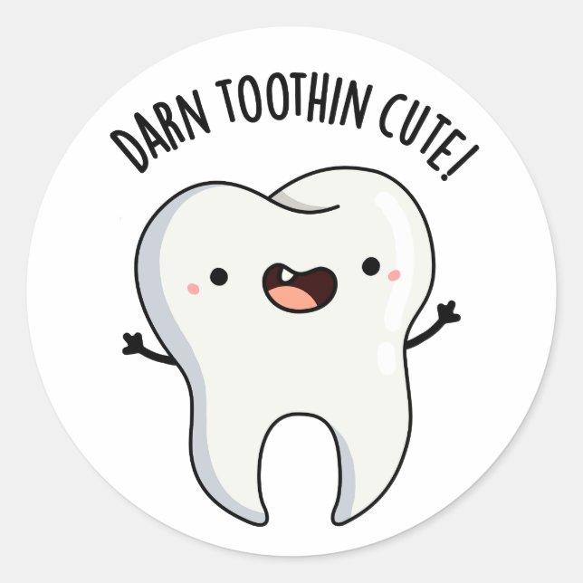 Sticker Rond Jeu de dent foncé dans mignon amusant (Devant)