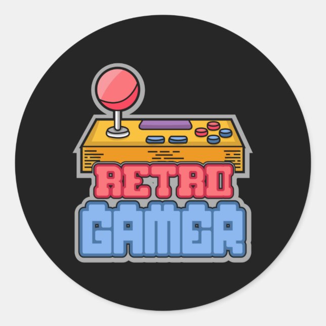 Sticker Rond Jeu de jeu Retro Gamer Console Vidéo Jeu cadeau (Devant)
