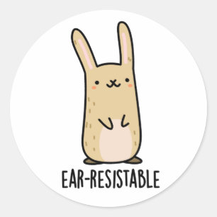 Sticker Rond Jeu de lapin lapin drôle résistant à l'oreille