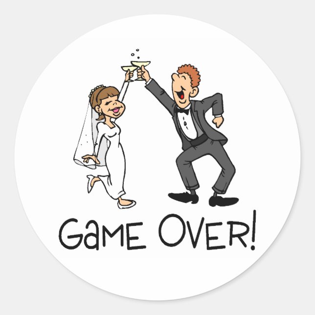 Sticker Rond Jeu de mariée et de chambre sur Mariage (Devant)