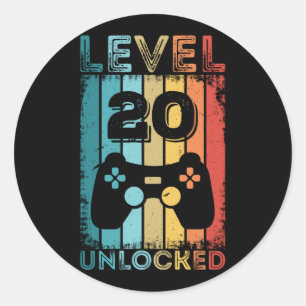 Sticker Rond Jeu de niveau 20 déverrouillé 20e anniversaire G