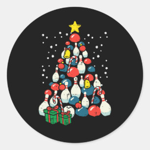 Sticker Rond Jeu de Noël Bowler Joueuse de Noël Hommes Femmes