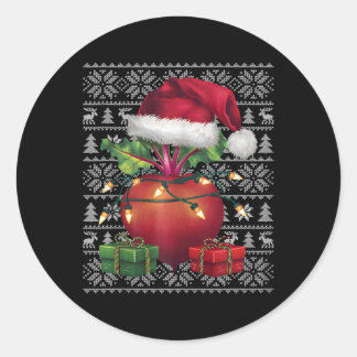 Sticker Rond Jeu de Noël Sweater Style Vilain Santa Hat Beet No