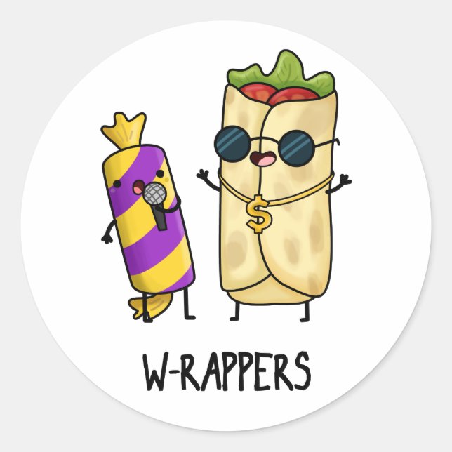 Sticker Rond Jeu de nourriture amusant pour rappeurs W (Devant)