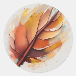 Sticker Rond Jeu De Peintures Feuilles Modernes Abstraites, Feu