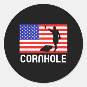 Sticker Rond Jeu de société Cornhole Hommes Femmes Drapeau amér