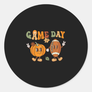 Sticker Rond Jeu de Thanksgiving Jour Citrouille Football Hallo