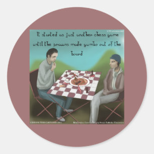 Sticker Rond Jeu d'échecs cajun drôle de dessin animé