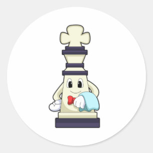 Sticker Rond Jeu d'échecs King comme serveur avec serviette