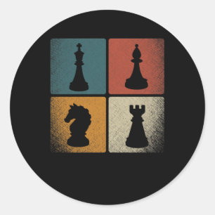 Sticker Rond Jeu d'échecs rétro Crew Vintage Lover d'échecs