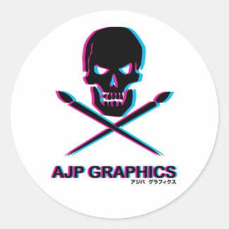 STICKER ROND JEU D'ÉTIQUETTES 3D AJP GRAPHICICS SKULL