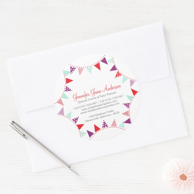 Sticker Rond Jeu d'événements planificateur rouge violet aqua (Enveloppe)