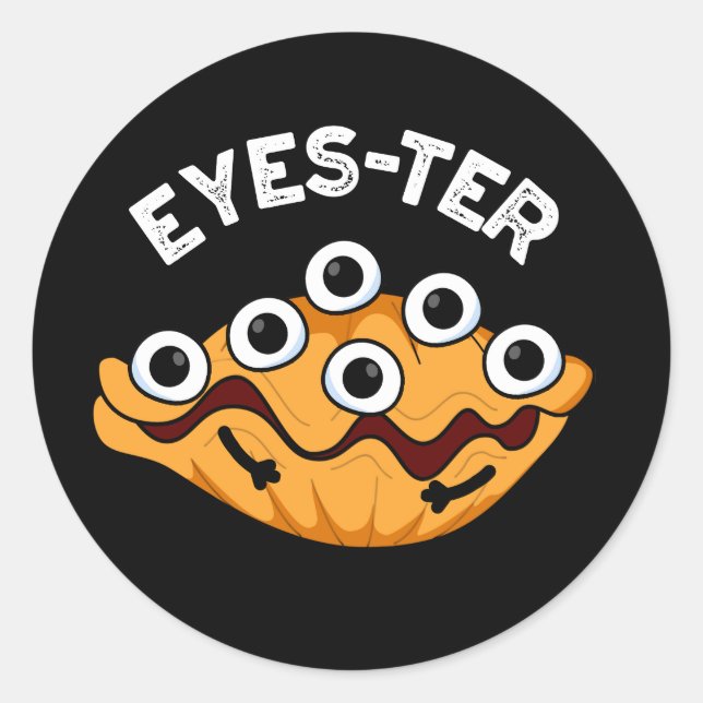 Sticker Rond Jeu d'huîtres amusant des yeux BG foncé (Devant)