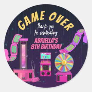 Sticker Rond Jeu et arcade Anniversaire Merci