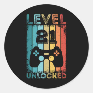 Sticker Rond Jeu niveau 21 déverrouillé 21ème anniversaire Jeu 