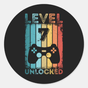 Sticker Rond Jeu niveau 7 déverrouillé 7e anniversaire Jeu cade