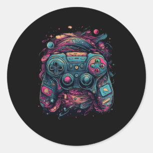 Sticker Rond Jeu Rave Gamer Nerd Pc Gamer Abstrait Graphics