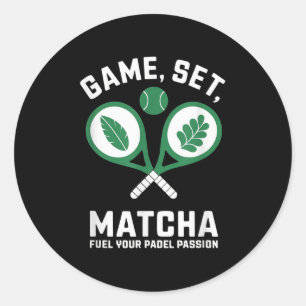 Sticker Rond Jeu, Set, Matcha Design - Padel Enthousiaste Motiv