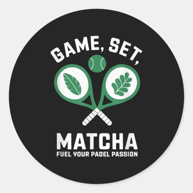 Sticker Rond Jeu, Set, Matcha Design - Padel Enthousiaste Motiv (Devant)