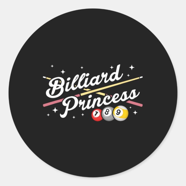 Sticker Rond Jeu Snooker Billard Princess Pool Joueurs Billia (Devant)