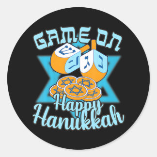 Sticker Rond Jeu sur Dreidel Chanukah Hanoukka