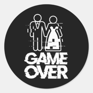 Sticker Rond Jeu sur Glitch Bride Groom Drôle Mariage