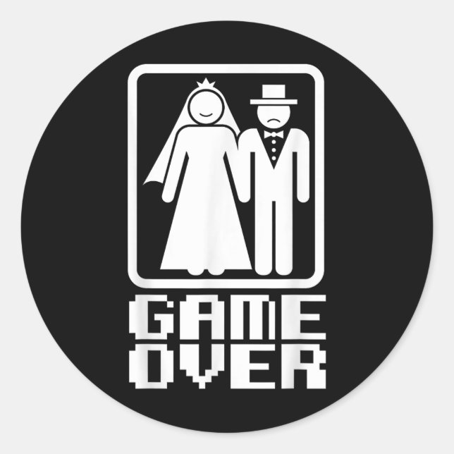 Sticker Rond Jeu sur la chemise drôle Mariage marié Groom Gamer (Devant)